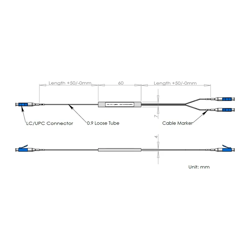 1*2 PLC splitter na may konektor ng LC/UPC